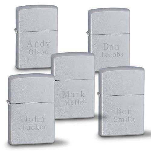 Personalised Zippo Lighter, satin chrome, Name engraving free