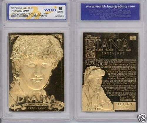 Queen of Hearts 23 Karat gold trading card, Diana