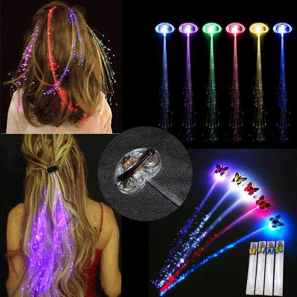 1PCS Colorful Butterfly Wig Braids LED Light Glow Glitter Braid Clip Hair Accessories