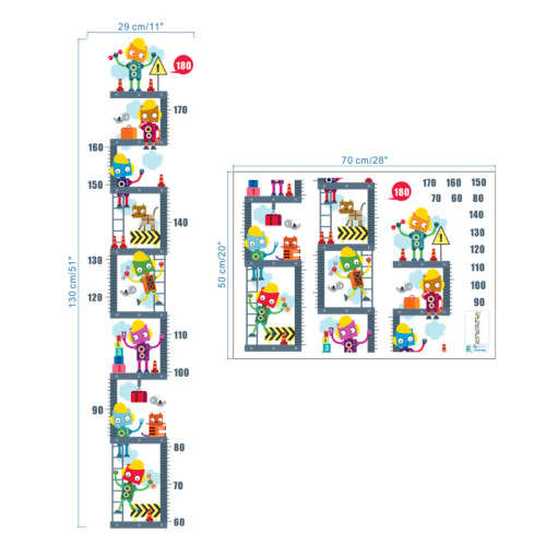 Vinyl Wall Art - Robots Height Chart Decal