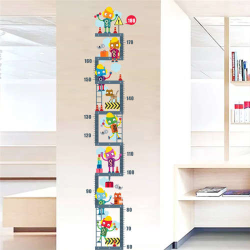 Vinyl Wall Art - Robots Height Chart Decal