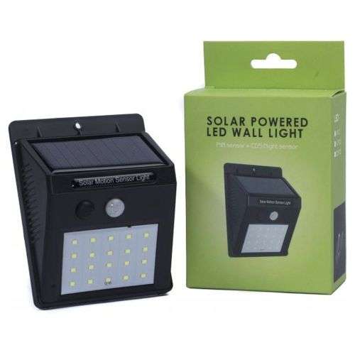 Solar Powered LED Wall Light- White Light