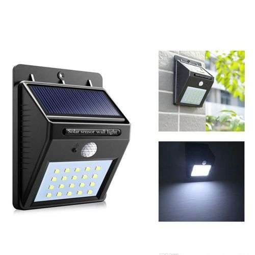 Solar Powered LED Wall Light- White Light