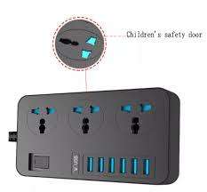 TB-T09 3.1A Power Socket Extension With 3 AC Sockets & 6 USB Ports
