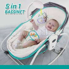 5 In 1 Newborn Baby Rocker Bassinet Bouncer Toddler Music Chair With Toy