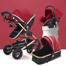 3 in 1 Baby Stroller Stroller Folding Carriage Black and Gold Baby Stroller Newborn Stroller