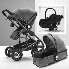Brand Baby Pram Stroller - 3 in 1 Function Foldable Baby Pram with Car Seat Grey