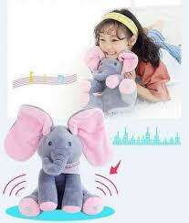 Plush Toy peek-a-boo Musical Elephant, Baby Children Stuffed Animated Flappy Plush Elephant Cute Dol