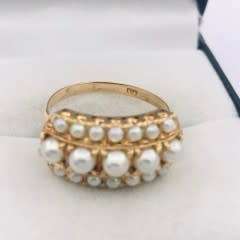 *14CT YELLOW GOLD PEARL CLUSTER RING* R1 BIDS!