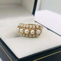 *14CT YELLOW GOLD PEARL CLUSTER RING* R1 BIDS!