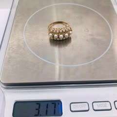 *14CT YELLOW GOLD PEARL CLUSTER RING* R1 BIDS!