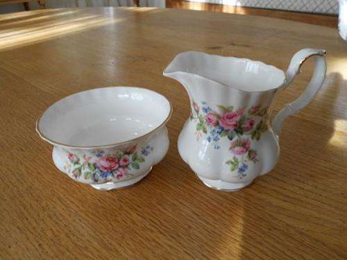 Royal Albert MOSS ROSE Sugar Bowl and Milk Jug