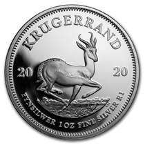 2020 SILVER 1OZ KRUGERRAND, Premium Uncirculated, .999 SILVER