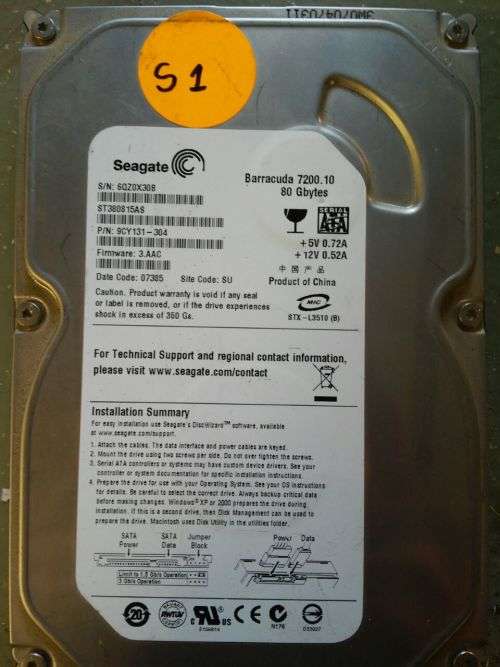 80gig Seagate Sata Drive 3.5"