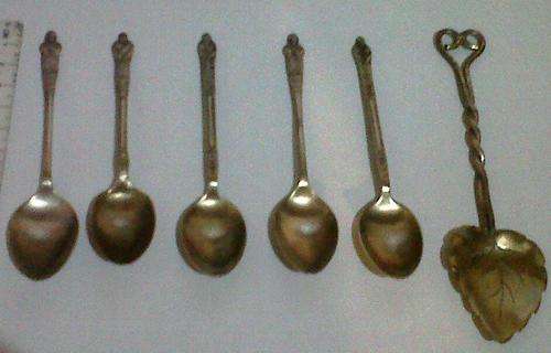 6 Collectible Yellow Brass Spoons
