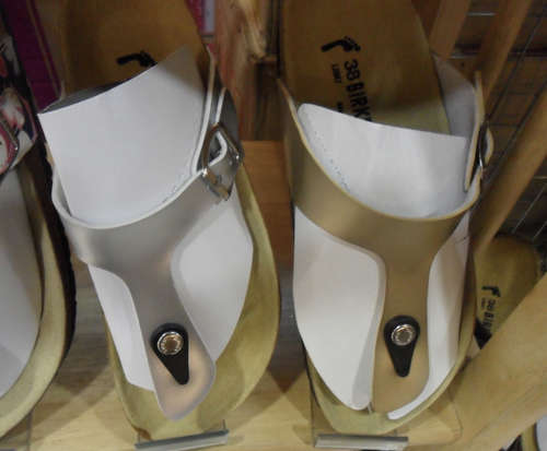 WOMENS FASHIONABLE BIRKENSTOCK PLAIN DESIGN GOLD + SILVER SANDALS/CLOGS, FREE POSTAGE!