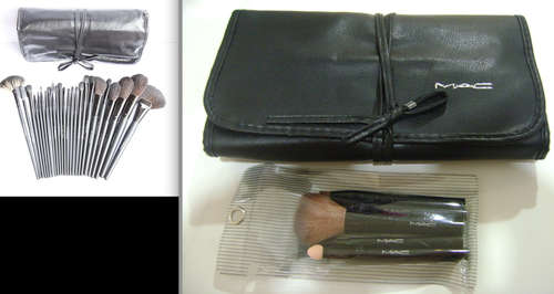 MAC 24 piece makeup set in leather case + 5 FREE MINI MAC BRUSH SET FREE! FREE POSTAGE! PAYPAL ONLY!