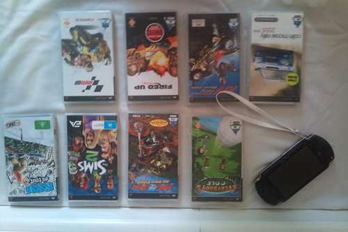* Sony PSP 3000 Package * 8 games, Car Charger, and Metal Protective Case!
