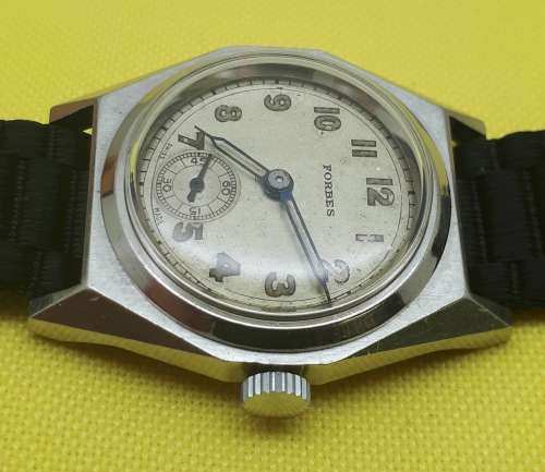 Mint condition vintage military style Forbes watch, high quality 15J movement.