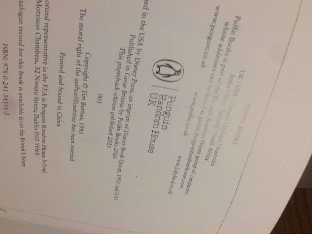 The Nightmare Before Christmas - Written and Illustrated by Tim Burton