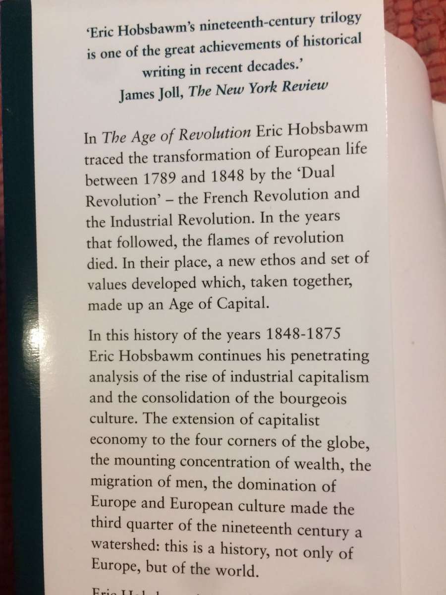 The Age of Capital 1848 - 1875 by Eric Hobsbawm (2000 Edition HARDCOVER)