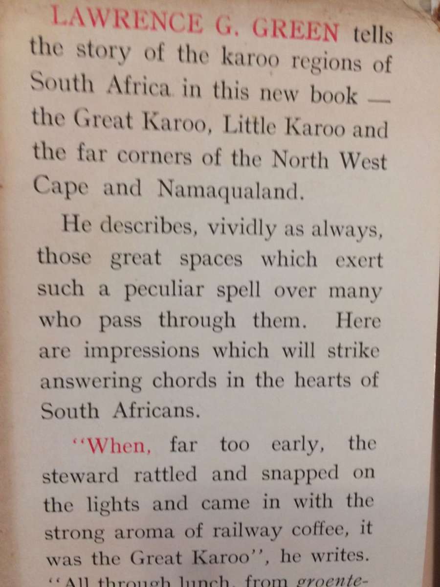 Karoo - Lawrence G Green (1955 1st Edition Hardcover)