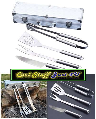 4 PIECES BRAAI SET IN A STAINLESS STEEL CASE *** AWESOME GIFT***