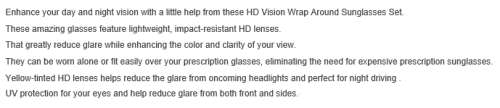 HD VISION WRAP AROUND GLASSES - UV PROTECTED & CAN BE USED AS NIGHT VISION!