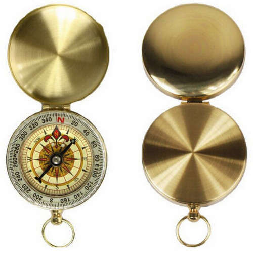 CLASSIC VINTAGE BRASS STYLE POCKET COMPASS - VERY NICE GIFT!!!