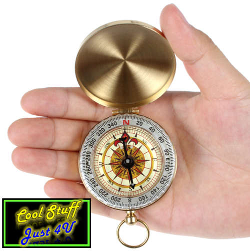 CLASSIC VINTAGE BRASS STYLE POCKET COMPASS - VERY NICE GIFT!!!