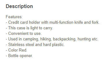 UNIQUE OUTDOOR DESIGN FOR MULTIFUNCTIONAL TOOL CARD!