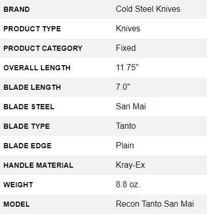 RECON TANTO SAN MAI KNIFE WITH SHEATH!