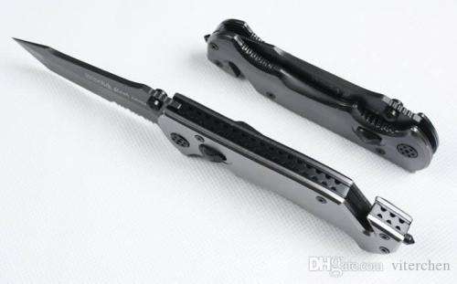 FLASH TANTO WITH PORTION SERRATED BLADE, GLASS BREAKER and BELT CUTTER - FULL HOUSE POCKET KNIFE!