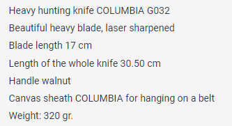 G32 COLUMBIA FIXED BLADE HUNTING KNIFE WITH SHEATH!