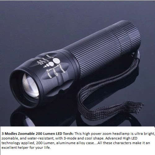 200 LUMENS / 3W LED ZOOMABLE FLASH LIGHT!!!
