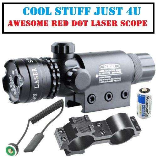 TACTICAL RED DOT LASER /SIGHT WITH ADJUSTABLE RIFLE FITTINGS & TRIGGER ACTIVATION DEVISE!!!