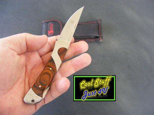 COLUMBIA 261 FOLDING KNIFE WITH POUCH; ENGRAVING & WOOD INLAYS - AWESOME!!!