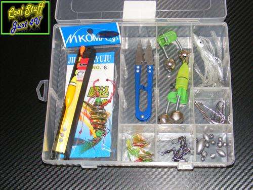 59 PIECES FISHING TACKLE SET IN COMPARTMENTAL BOX!!!