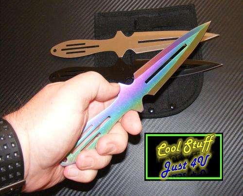 SET OF 3 DOUBLE EDGED THROWING KNIVES WITH BELT / LEG STRAP SHEATH ***NEW PRODUCT***