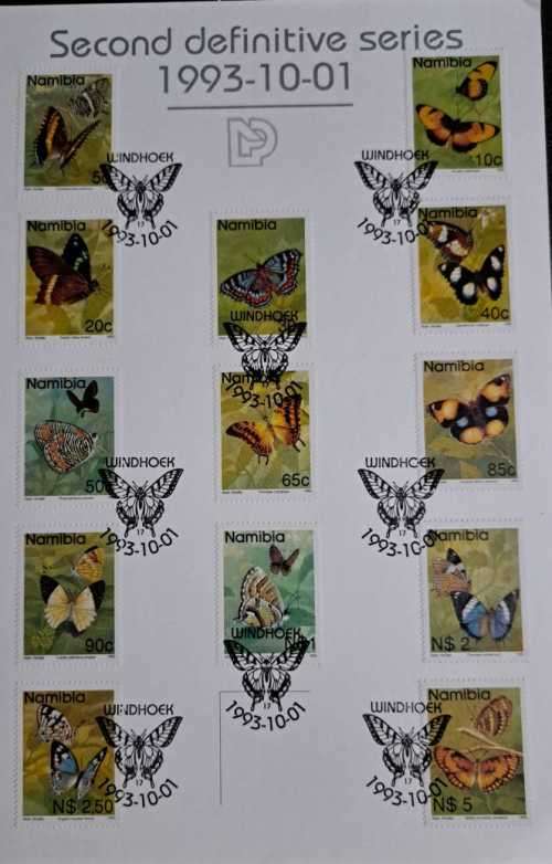 NAMIBIA. SECOND DEFINITIVE SERIES BUTTERFLIES 1993-10-01  VERY NEAT! !!!!