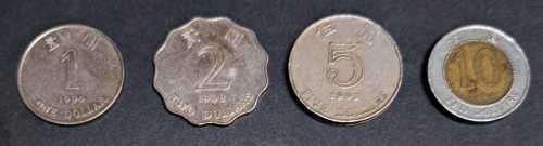 1   2.  5.  10  DOLLAR COINS4COINS  HONG-KONG.