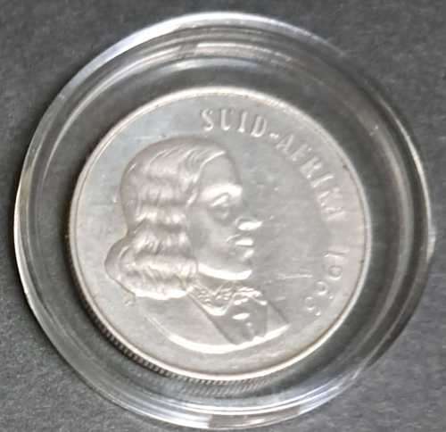 1966. `*SILVER *` 1RAND-AFRIKAANS  **TAG EAR**   ***VERY RARE COIN ***