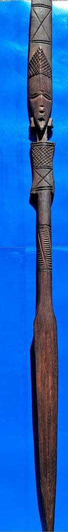 VINTAGE AFRICAN WOODEN CEREMONIAL DECORATIVE SPEAR TRIBAL COSTUME  60CM ???
