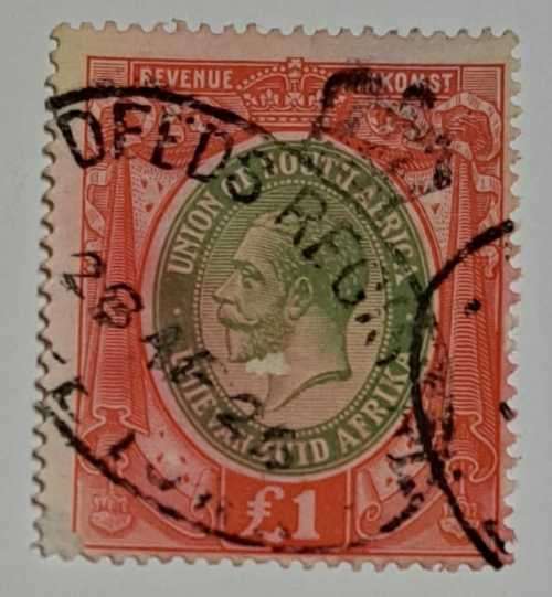 UNION OF SOUTH AFRICA. ***£1***  WATER MARK  28-FEB-1926