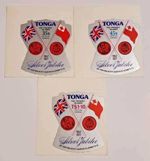 TONGA -1977 OFFICIALS  SET OF 3 STEMPS   35s.  45s. &  T$1-10  stamps  NEW ???