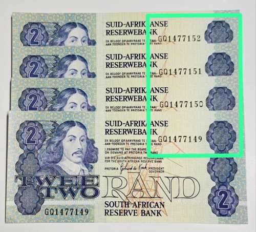 GPC DE KOCK R2 IN SEQUENCE  **GQ 1477149-152 UNC NOTES   4NOTES   NUMBERS? ??
