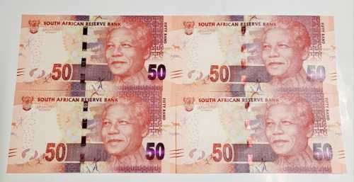 L  KGANYAGO  R50 NOTES IN SEQUENCE  ME 9527863C --866C 4×UNC  NOTES. NEW NUMBERS