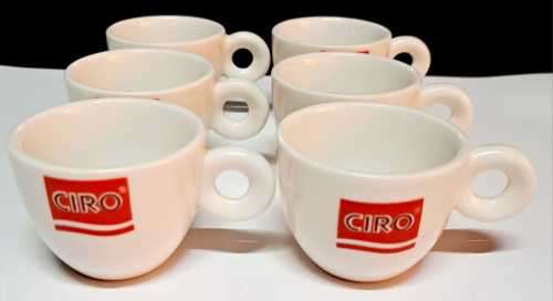 VINTAGE CIRO COFFEE MUGS SINCE 1921 MADE IN AUSTRALIA  70ML  **SCARCE ** × 6MUGS  PORCELAIN  ????