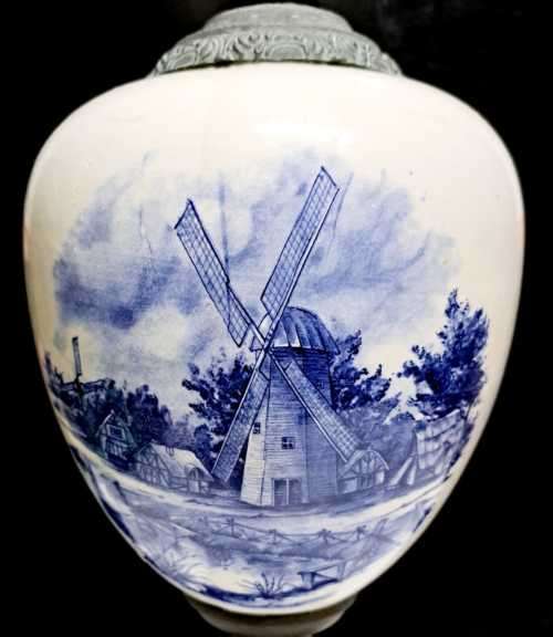 **ANTIQUE** HOLLAND DECOR LAMP IN THE STYLE OF HURRICANE OIL LAMP -MADE IN NETHERLANDS *62CM **BIG *