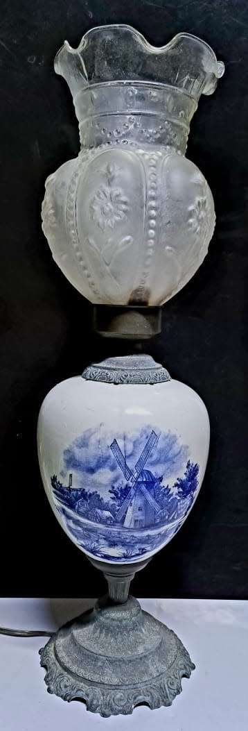 **ANTIQUE** HOLLAND DECOR LAMP IN THE STYLE OF HURRICANE OIL LAMP -MADE IN NETHERLANDS *62CM **BIG *